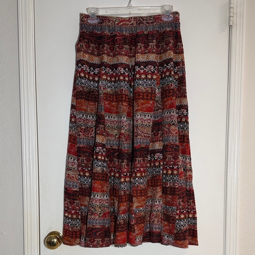 Chicos Women’s Batik Print Skirt Cotton Silk Blend
